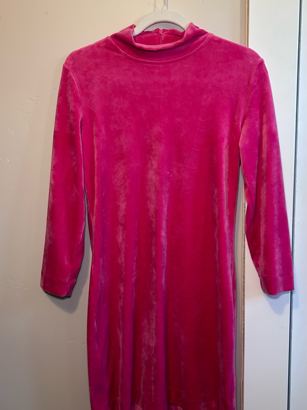 Sanctuary Velvet Mock Neck Long Sleeve Dress - Fuchsia Pink